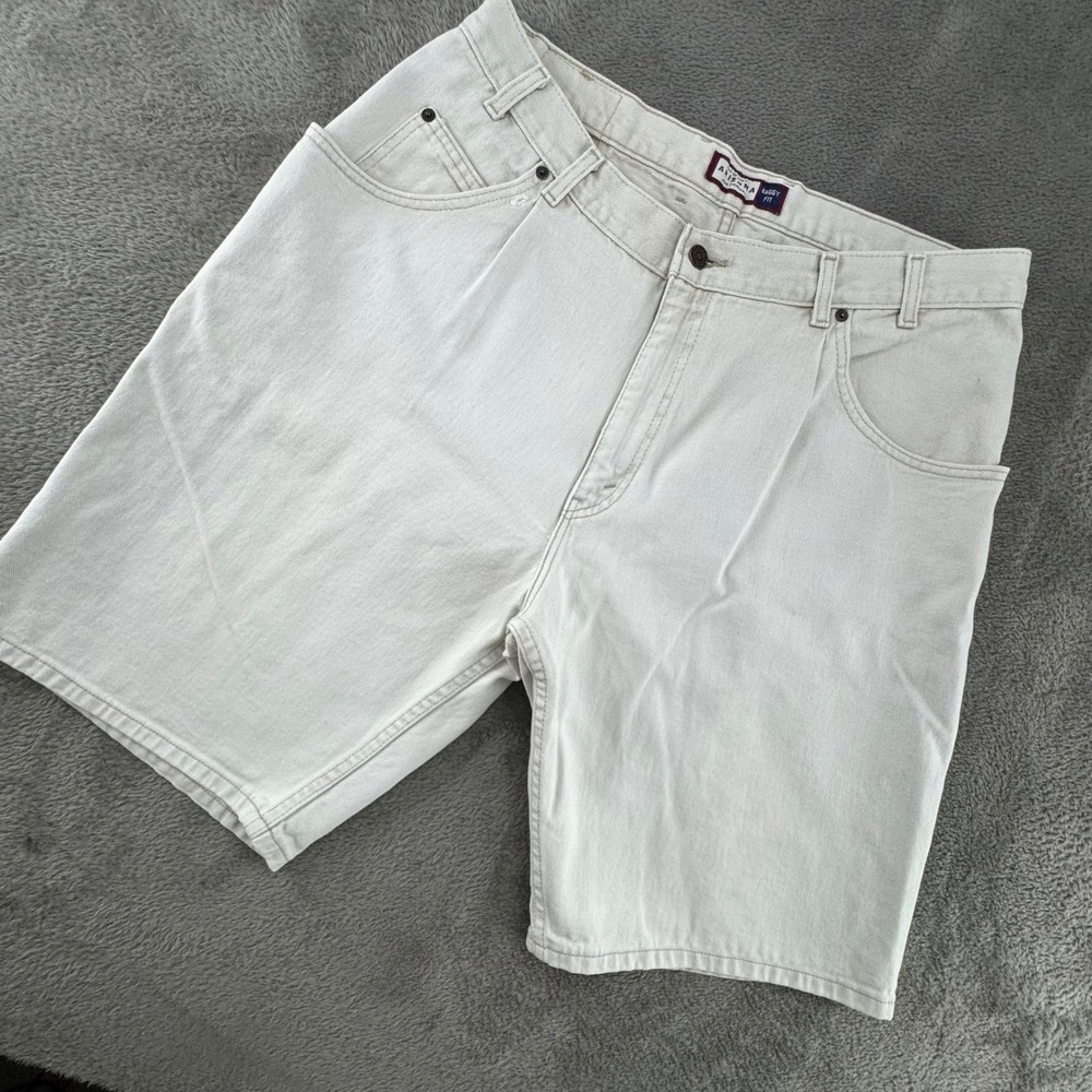Arizona Jean Co Baggy Fit Shorts Mens 38 Cream Excellent Pleated 90s Vintage USA